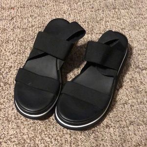 A. Giannetti black sandals black and white platform